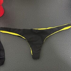 Chic Black Bikini Bottom with Yellow Trim